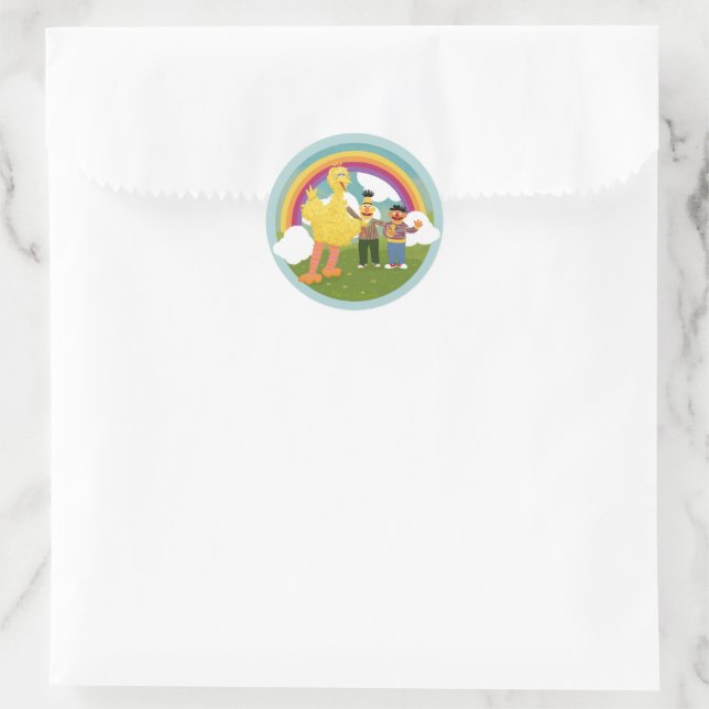 Vintage Sesame Street Friends Rainbow Runder Aufkleber (Tasche)