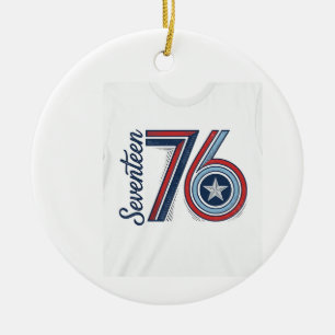 Vintage Seventeen 76 Patriotisches Vektor-Shirt-De Keramik Ornament