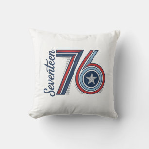 Vintage Seventeen 76 Patriotisches Vektor-Shirt-De Kissen