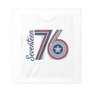Vintage Seventeen 76 Patriotisches Vektor-Shirt-De Notizblock