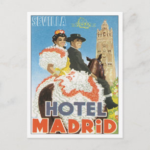 Vintage Sevilla Spanien Hotel Postkarte