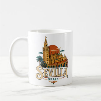 Vintage Sevilla Spanien Reise Kunst Wahrzeichen Kaffeetasse