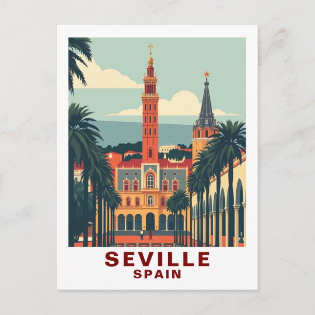 Vintage Seville, Spain Cathedral Travel Postkarte (Vorderseite)