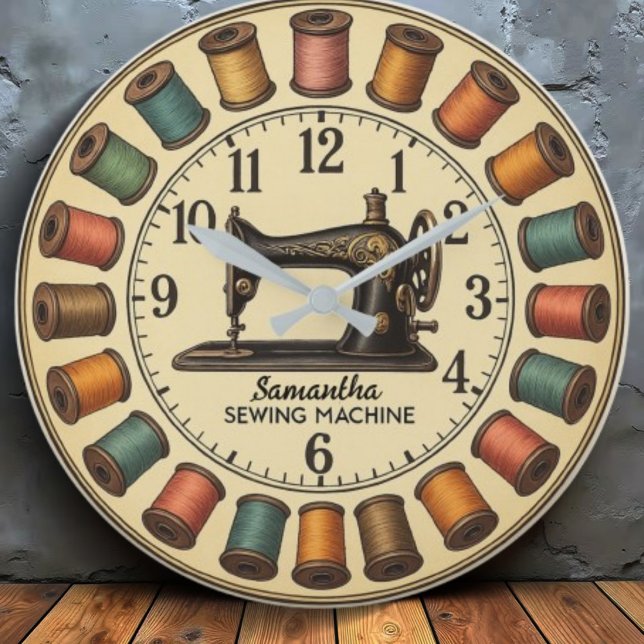 Vintage Sewing Machine Große Wanduhr (Von Creator hochgeladen)