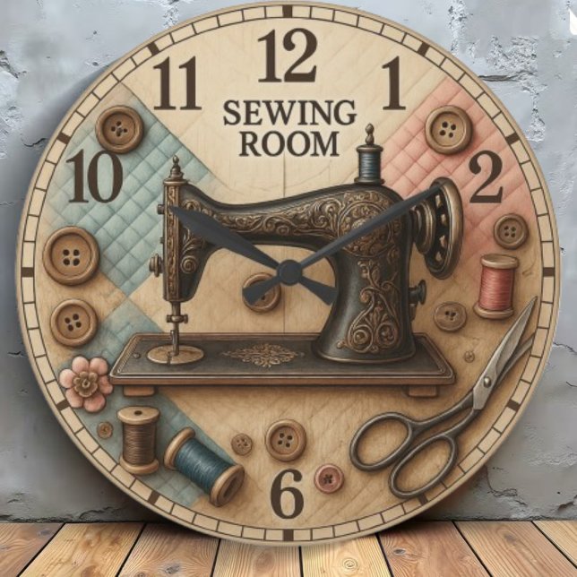Vintage sewing machine  große wanduhr (Von Creator hochgeladen)