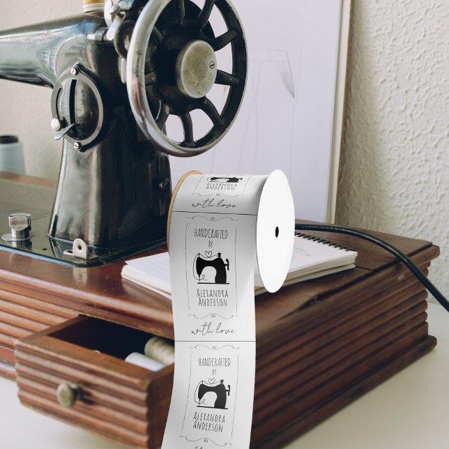 Vintage Sewing Machine Handcraft With Love Label Satinband (Vintage Sewing Machine Handcraft With Love Label Satin Ribbon)