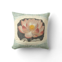 Vintage Shabby Botanische Pfirsich Lotus Blüten Yo