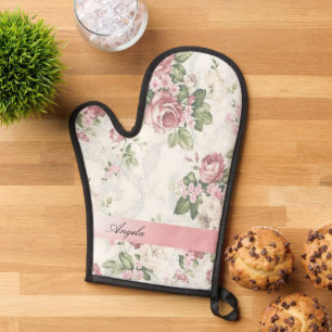 Vintage Shabby Chic Blumen - Personalisiert Ofenhandschuh