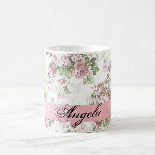 Vintage Shabby Chic Blumen - Personalisiert Tasse