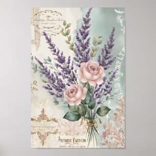 Vintage Shabby Chic Dekoupage Französische Rosen K Poster