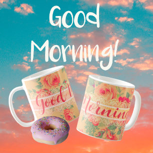 Vintage Shabby Chic Floral Guten Morgen Kaffeetasse