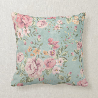 Vintage shabby chic floral teal rosa Mädchen elega Kissen