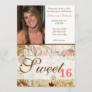 Vintage Shabby Chic Florale Sweet 16 Einladung