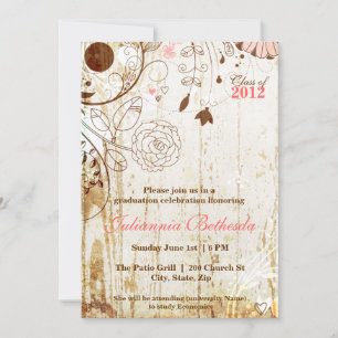 Vintage Shabby Chic Florales Abschluss Einladung
