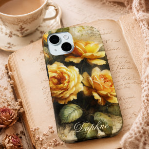 Vintage Shabby Chic Gelbe Rose Benutzername Case-Mate iPhone Hülle