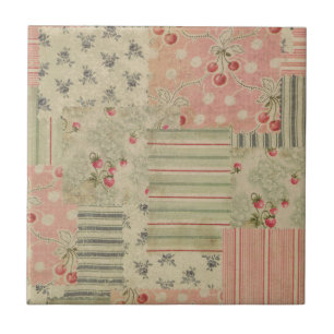Vintage Shabby Chic Kirschblüten-Decoupage Fliese