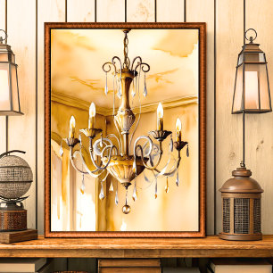 Vintage Shabby Chic Kronleuchter Wandkunst Poster