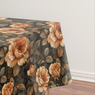 Vintage shabby chic lebende Korallenorange Rosen S Tischdecke