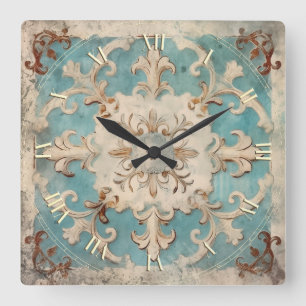 vintage shabby chic quadratische wanduhr