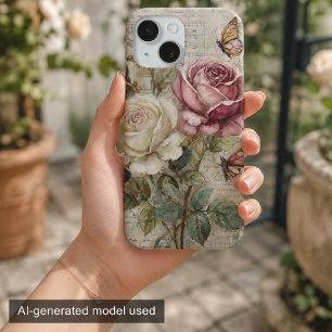 Vintage Shabby Chic Rosa und Schmetterling Case-Mate iPhone Hülle