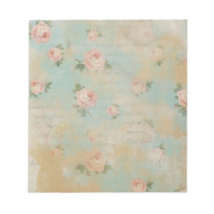 Vintage Shabby Chic Rose Blau Notizblock