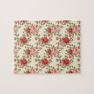Vintage Shabby Chic Rosen Muster Puzzle