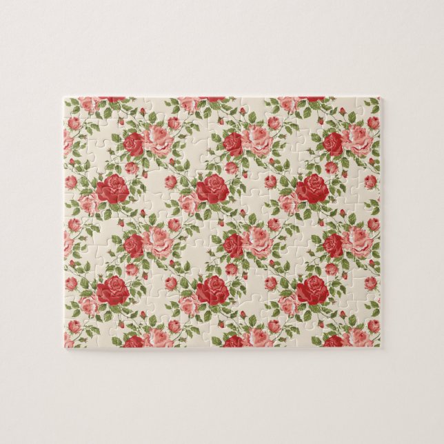 Vintage Shabby Chic Rosen Muster Puzzle (Horizontal)