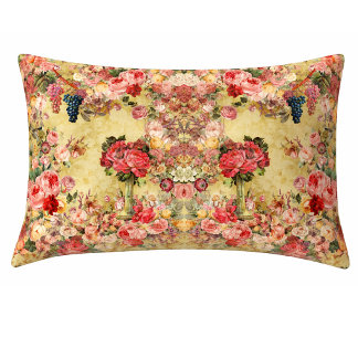 Vintage shabby chic roses and vase yellow kissenbezug