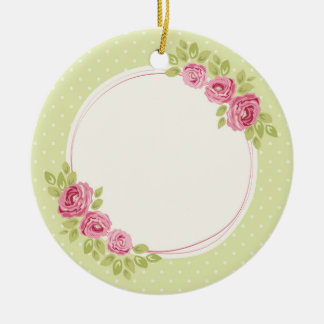 Vintage Shabby Chic Roses Frame Keramik Ornament