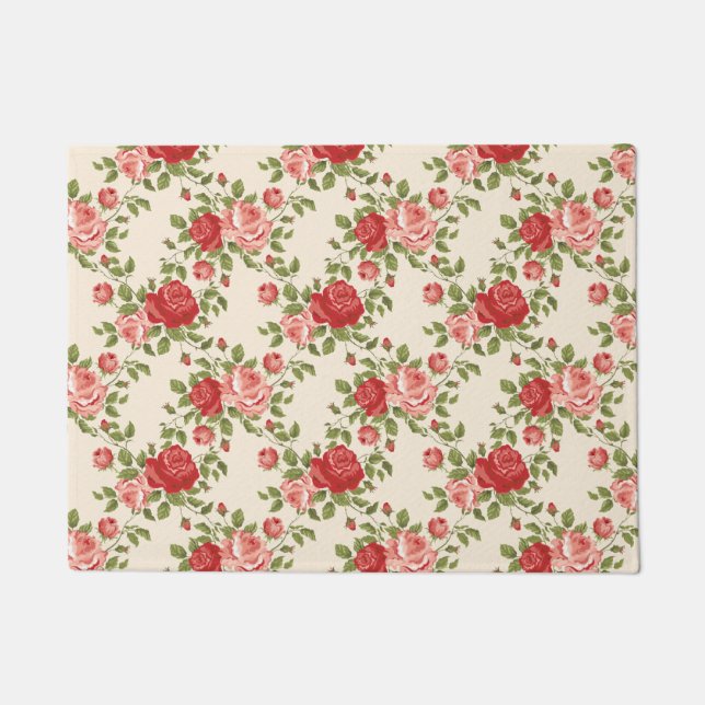 Vintage Shabby Chic Roses Pattern Fußmatte (Vorderseite)