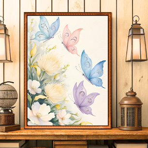 Vintage Shabby Chic Schmetterlings-Wandkunst Poster