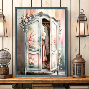 vintage shabby chic Schrank florale Wandkunst Poster