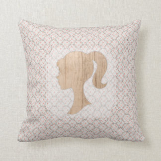 Vintage Shabby Design und realistische Holzsilhoue Kissen