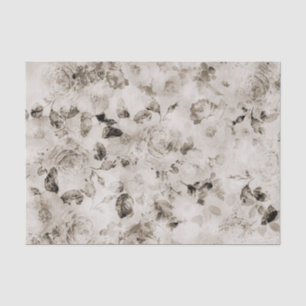 Vintage shabby elegante weiße graue Rosen floral Seidenpapier
