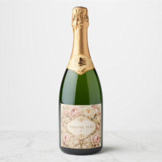 Vintage-Shabby-Rosen-Champagnerflaschenetikett