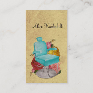 Vintage Shabby Roses Salonstuhl Friseurstil Visite Visitenkarte