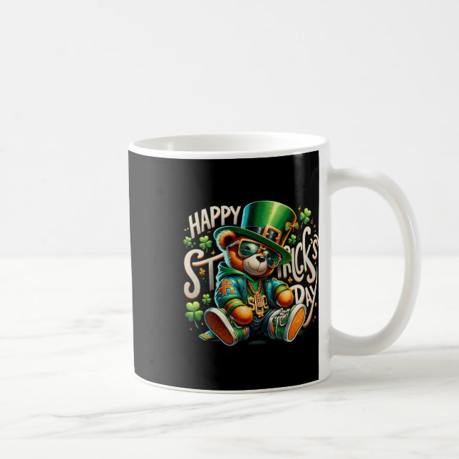 Vintage Shamrock Bär Retro St. Patrick Glücklicher Kaffeetasse (Rechts)