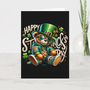 Vintage Shamrock Bär Retro St. Patrick Glücklicher Karte