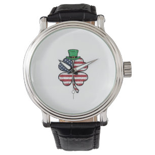 Vintage Shamrock-Flagge St. Patrick's Day Armbanduhr