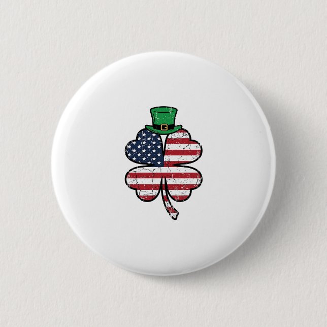 Vintage Shamrock-Flagge St. Patrick's Day Button (Vorderseite)