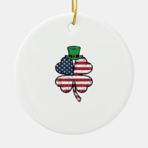 Vintage Shamrock-Flagge St. Patrick's Day Keramik Ornament