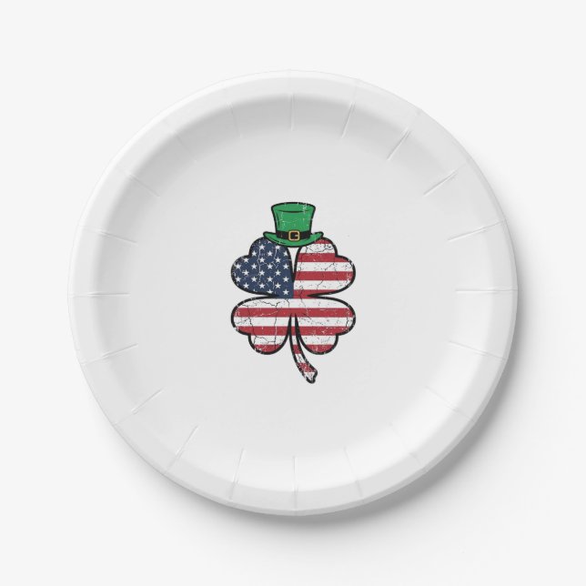 Vintage Shamrock-Flagge St. Patrick's Day Pappteller (Vorderseite)