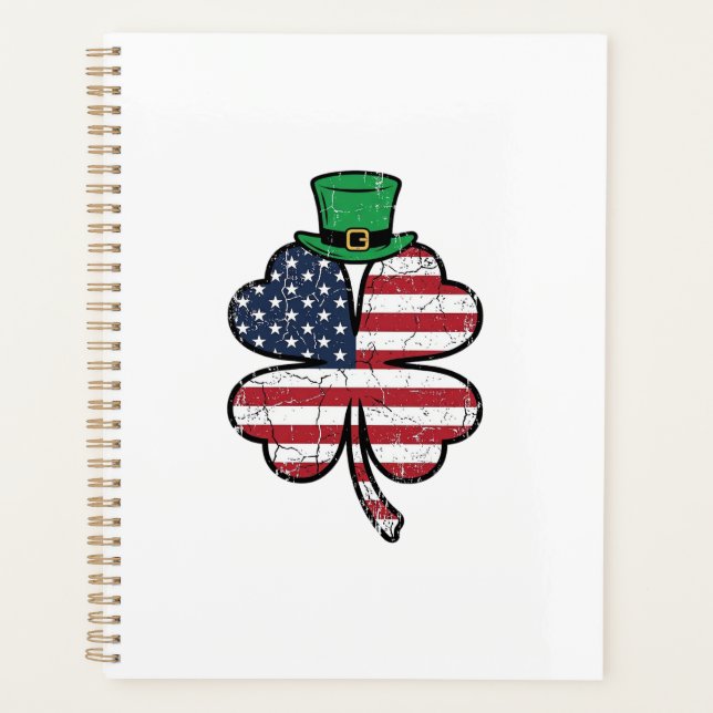 Vintage Shamrock-Flagge St. Patricks Day Planer (Vorderseite)
