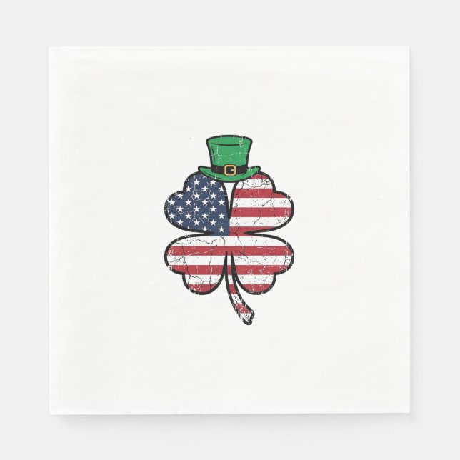 Vintage Shamrock-Flagge St. Patrick's Day Serviette (Vorderseite)
