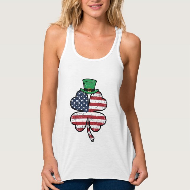 Vintage Shamrock-Flagge St. Patrick's Day Tank Top (Vorderseite)