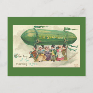 Vintage-Shamrock-Heißluftballon St. Patrick's Day Feiertagspostkarte