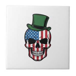 Vintage-Shamrock-Totenkopf-Flagge Vektor-Design_1 Fliese