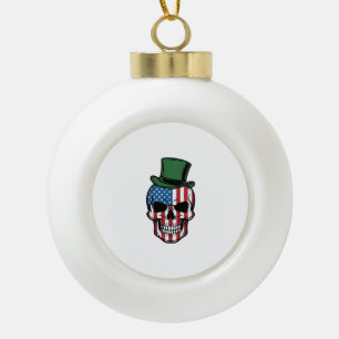 Vintage-Shamrock-Totenkopf-Flagge Vektor-Design_1 Keramik Kugel-Ornament