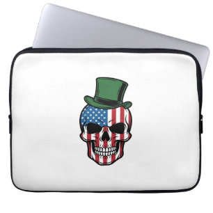 Vintage-Shamrock-Totenkopf-Flagge Vektor-Design_1 Laptopschutzhülle