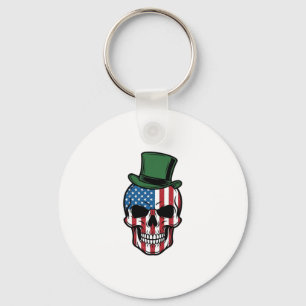 Vintage Shamrock Totenkopf Flagge Vektor Design_1 Schlüsselanhänger